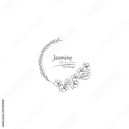 Logo template. jasmine flowers illustration.