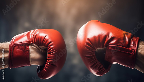 Close-up shot of boxer's gloves in action,generative ai © LomaPari2021