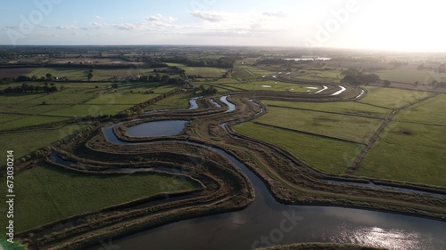 Beautiful aerial images of The Norfolk Broads in the East Anglia region of Norfolk. Taken on an autumn afternoon.