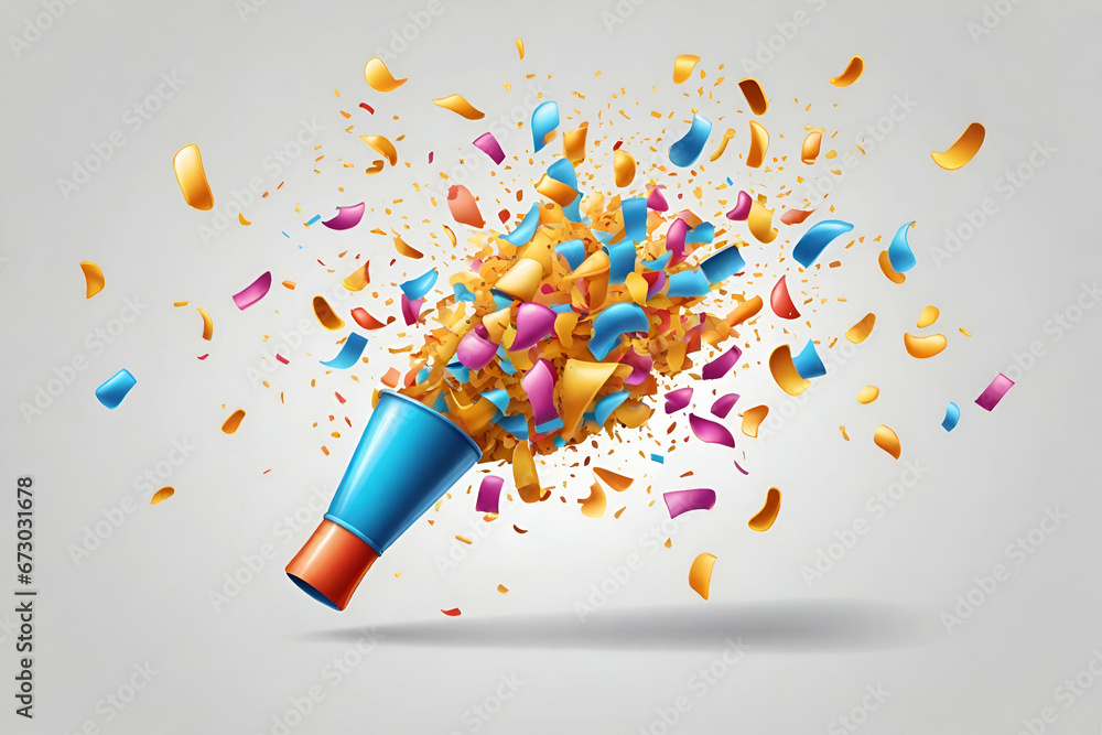 party popper Cartoon emoji of birthday confetti explosion - obrazy, fototapety, plakaty 