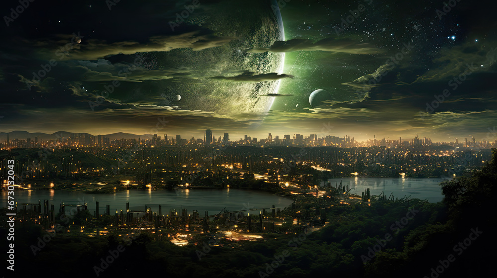 space view, planet at night, A beautiful night seen from the space space view, planet at night, A beautiful night seen from the space