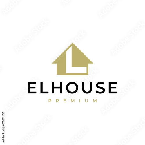 L letter house home L initial lettermark logo vector icon illustration