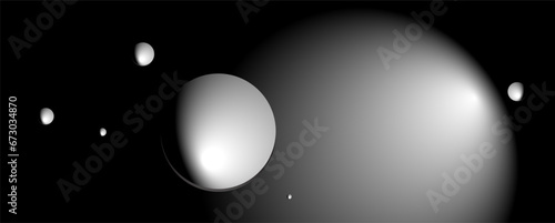 Abstract sphere and circle in the black and white cosmic background