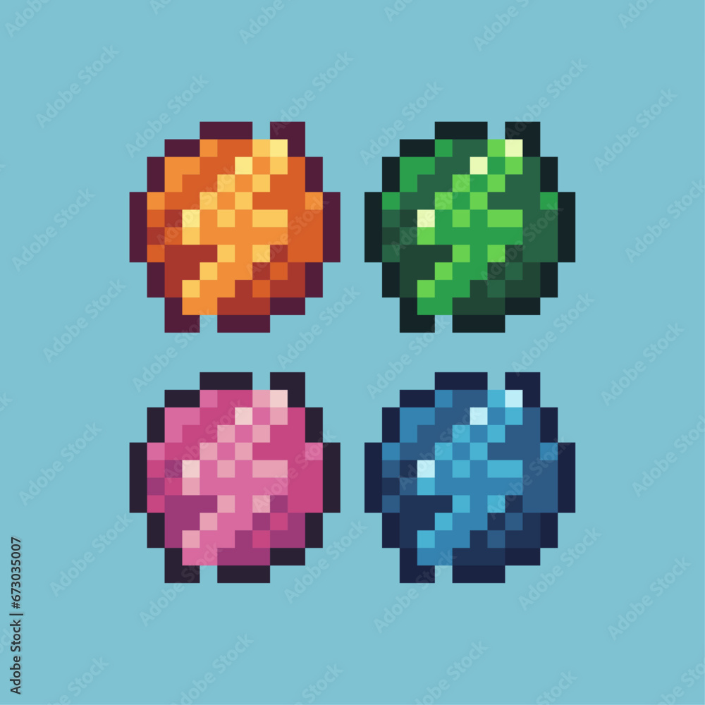 Pixel art sets of thunder sign with variation color item asset. Simple bits of lighting sign icon pixelated style. 8bits perfect for game asset or design asset element for your game design asset. Pixel art sets of thunder sign with variation color item asset. Simple bits of lighting sign icon pixelated style. 8bits perfect for game asset or design asset element for your game design asset.