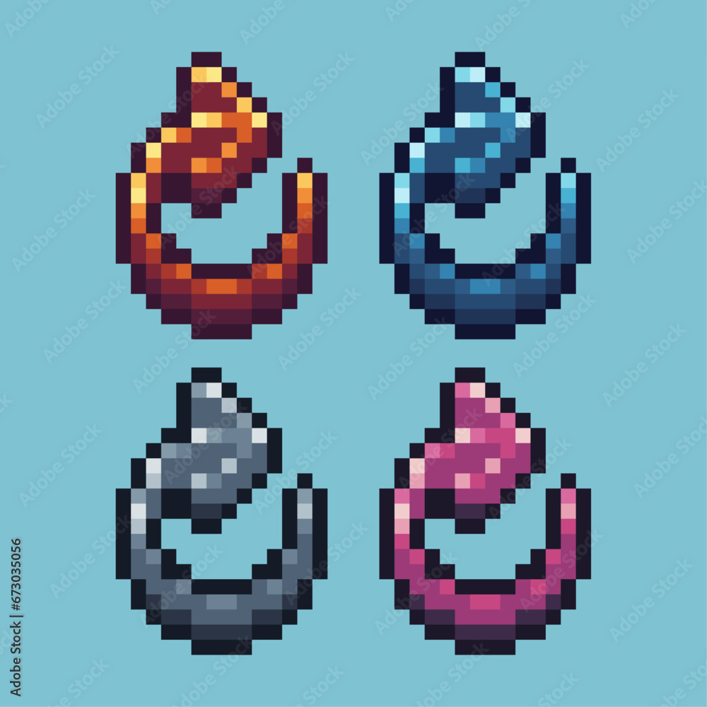 Fototapeta premium Pixel art sets of redo with variation color item asset. Simple bits of redo sign pixelated style. 8bits perfect for game asset or design asset element for your game design asset.