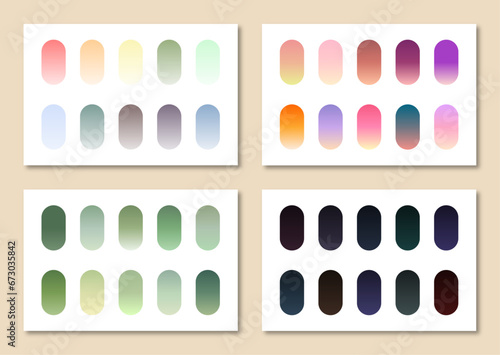 vector collection of pastel, soft, nature, and dark color gradient palette 