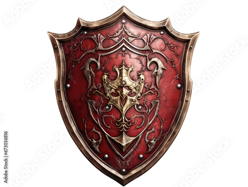 Medieval Knight's Shield Isolated on Transparent or White Background, PNG