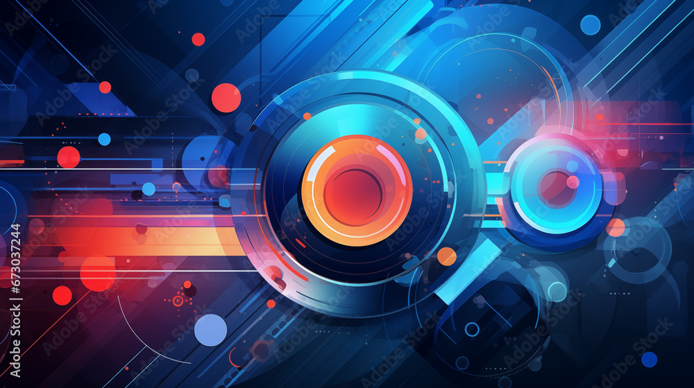 Abstract colorful vector gradient motion background with circles, cyber futuristic design. Template for wallpaper, banner, presentation, background