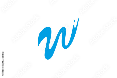 letter w flat style logo and blue water splash photo