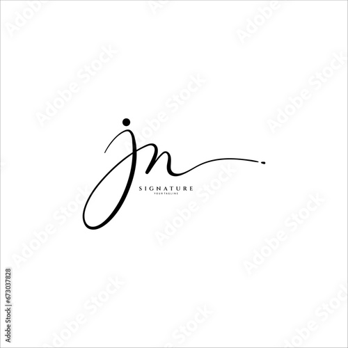 JN initial signature logo. Handwriting logo template vector
