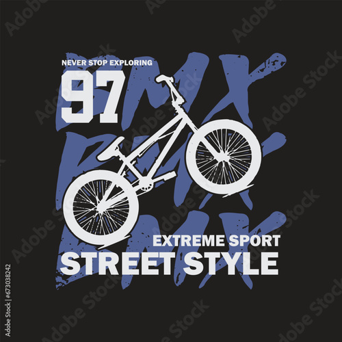 Vector illustration on the theme of BMX street style. t-shirt graphics, poster, banner, flyer, print and postcard