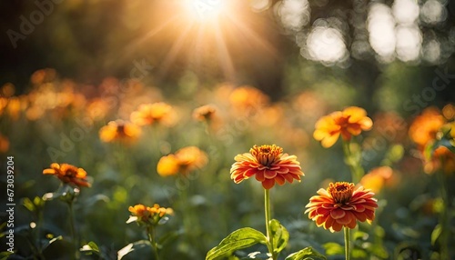 sun rise over the field of flowers © muhammad