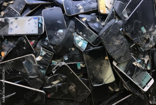Broken smartphone with cracked screen
