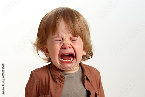 a baby crying isolated on white background photo