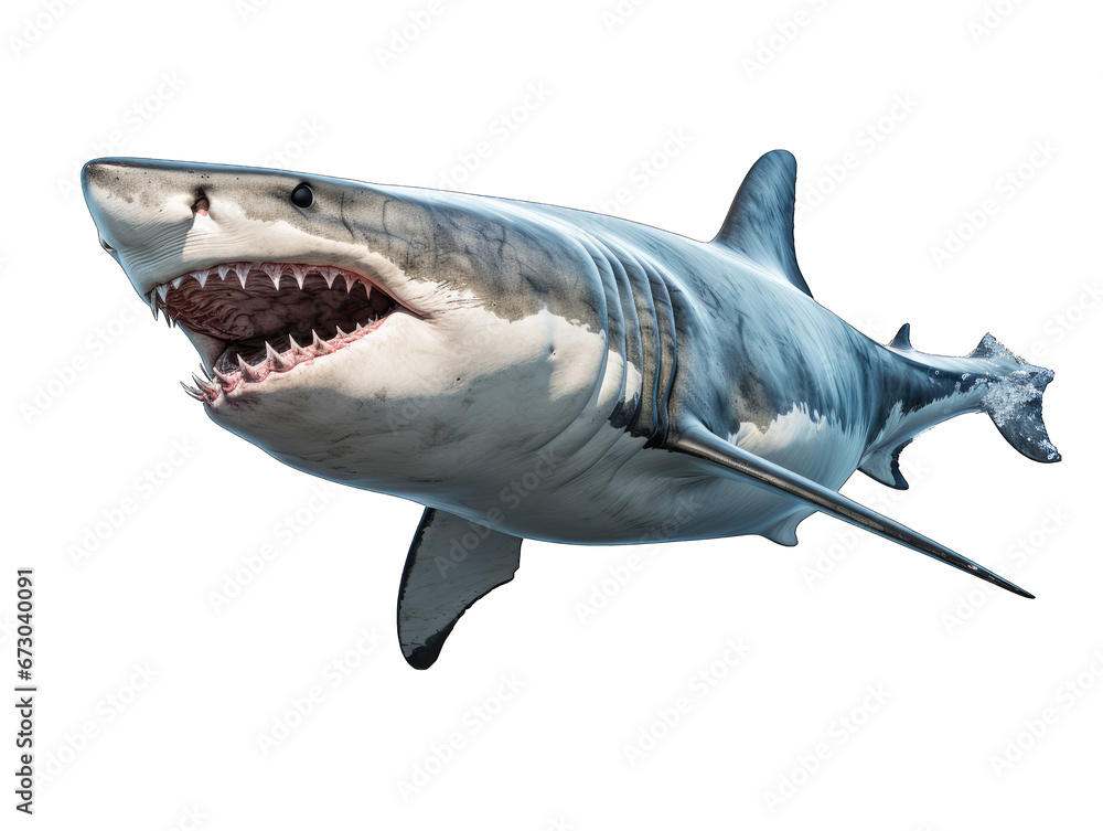 Fierce Shark Showing Teeth Isolated on Transparent or White Background, PNG Fierce Shark Showing Teeth Isolated on Transparent or White Background, PNG
