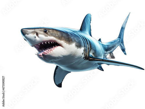 Fierce Shark Showing Teeth Isolated on Transparent or White Background  PNG