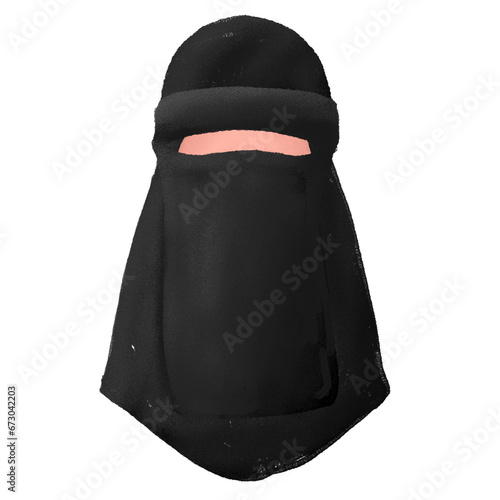 muslimah dengan hijab dan cadar hitam