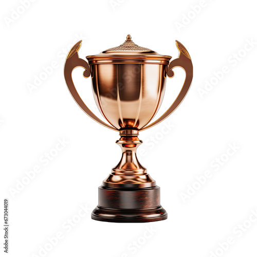 Shining Bronze Trophy Cup Isolated on Transparent or White Background, PNG