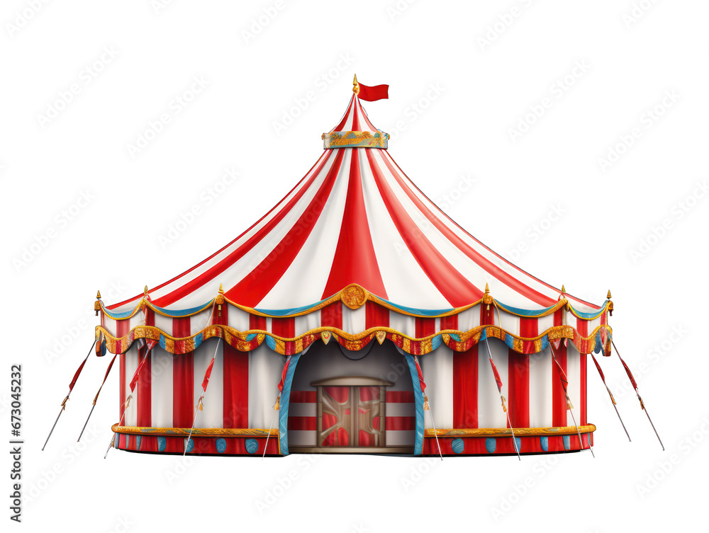 Circus Tent with Colorful Stripes Isolated on Transparent or White Background, PNG Circus Tent with Colorful Stripes Isolated on Transparent or White Background, PNG
