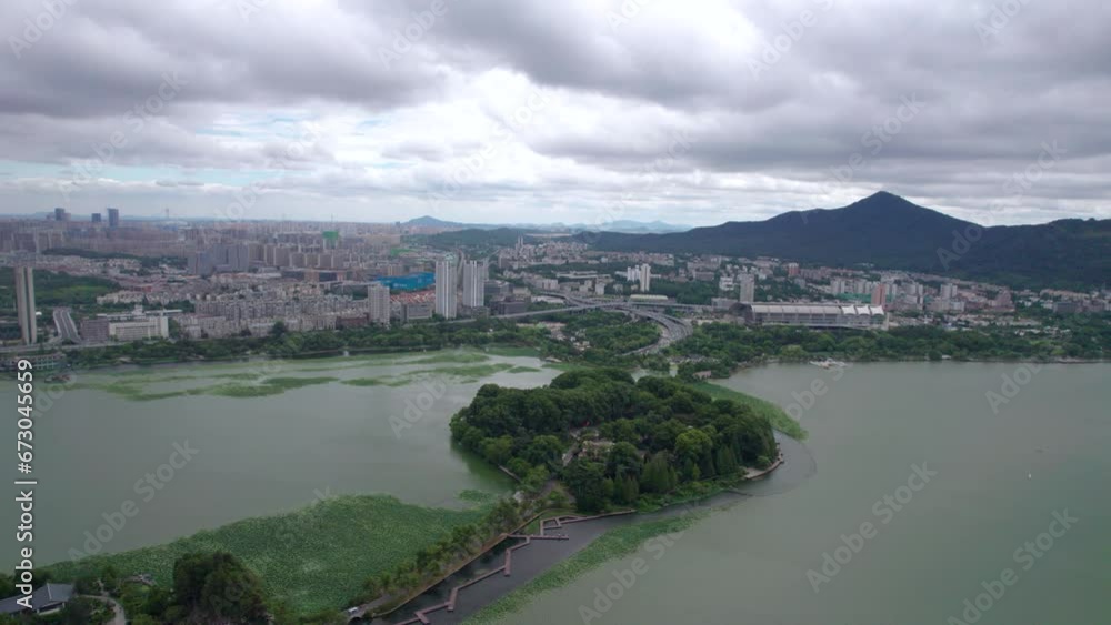Aerial photography of urban architecture skyline 4K by Xuanwu Lake in Nanjing, China Aerial photography of urban architecture skyline 4K by Xuanwu Lake in Nanjing, China