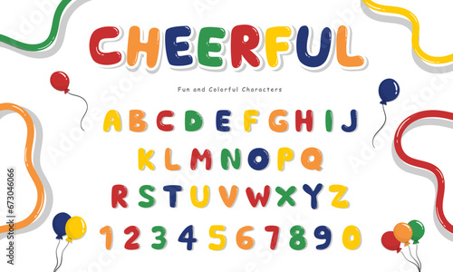 Vector font and alphabet. display kids font, Abc, english letters and numbers.