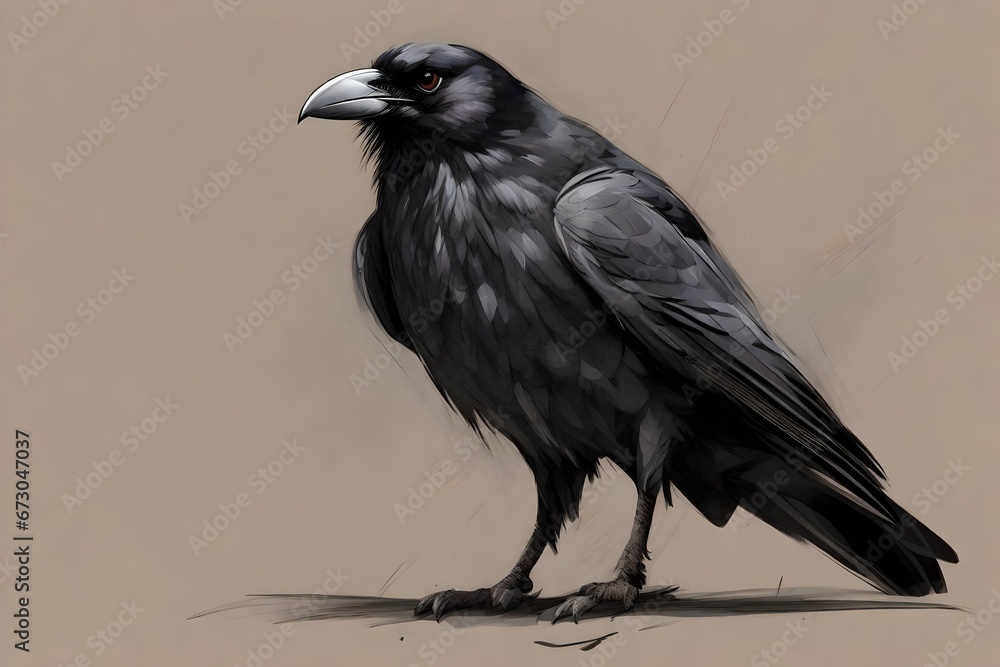 Fototapeta premium a full body sketch of a strong black raven