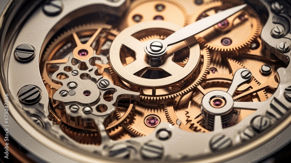 Gears and cogs in clockwork watch mechanism. Craft and precision - elegant detailed stainless steel and metal and beautiful, Generative Ai Gears and cogs in clockwork watch mechanism. Craft and precision - elegant detailed stainless steel and metal and beautiful, Generative Ai