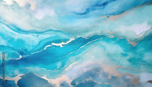 Artistic Reflections: Marble Watercolor of the Sea © Rahain