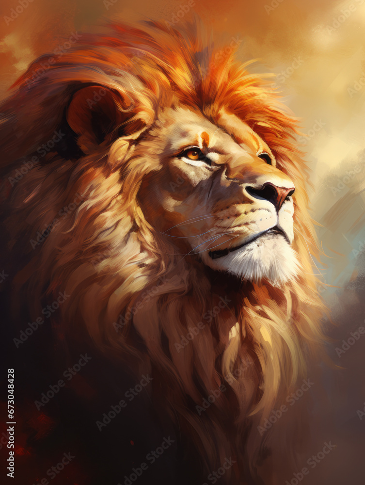 Naklejka premium Lion king isolated on black , Portrait Wildlife animal
