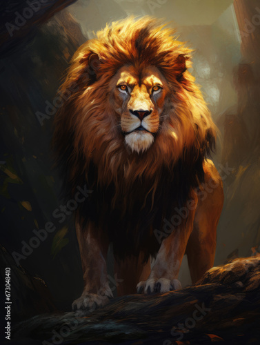 Angry lion. Digital art.