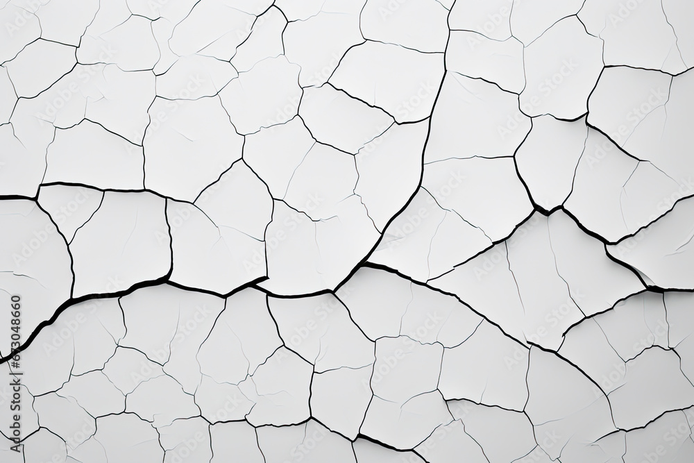 crack white wall texture, cracked concrete wall covered with gray cement surface - obrazy, fototapety, plakaty 