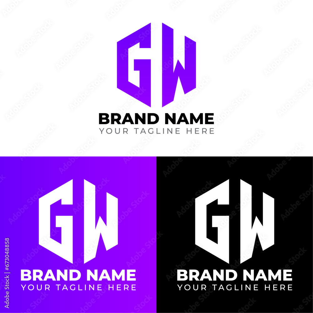 G W Double Letters Polygon Logo, Two letters G W logo design, Minimalist creative vector logo design template G W Double Letters Polygon Logo, Two letters G W logo design, Minimalist creative vector logo design template