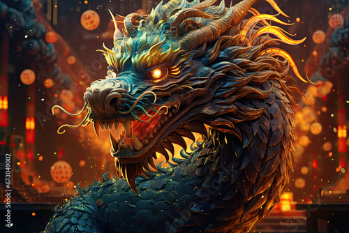 Happy chinese new year 2024   the glowing dragon zodiac