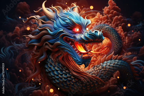 Happy chinese new year 2024   the glowing dragon zodiac