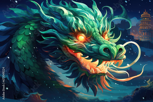 Happy chinese new year 2024   the glowing dragon zodiac