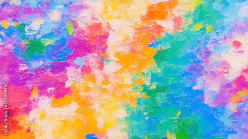 Closeup of abstract rough colorful colorful multicolored art painting texture  with oil brushstroke  pallet knife paint on canvas