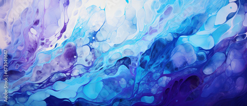 Abstract Marbled Acrylic Paint Ink Wave in Indigo and Violet
