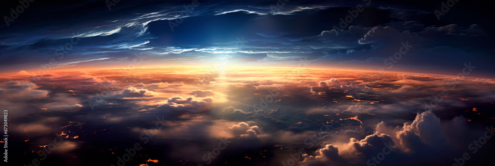 Earth as seen from space, where glowing city lights blend with celestial radiance and wisps of light clouds. Earth as seen from space, where glowing city lights blend with celestial radiance and wisps of light clouds.