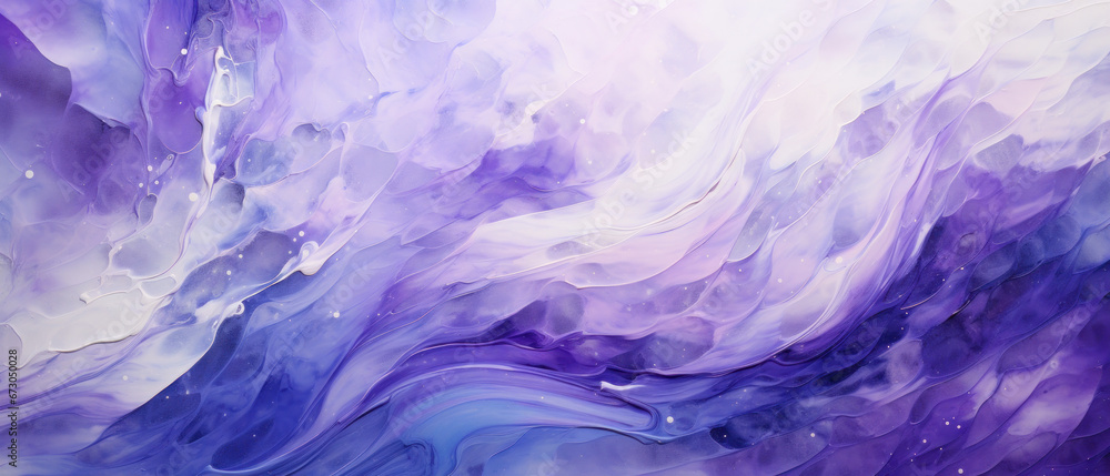 Fototapeta premium Abstract Marbled Acrylic Paint Ink Wave in Amethyst and Ivory