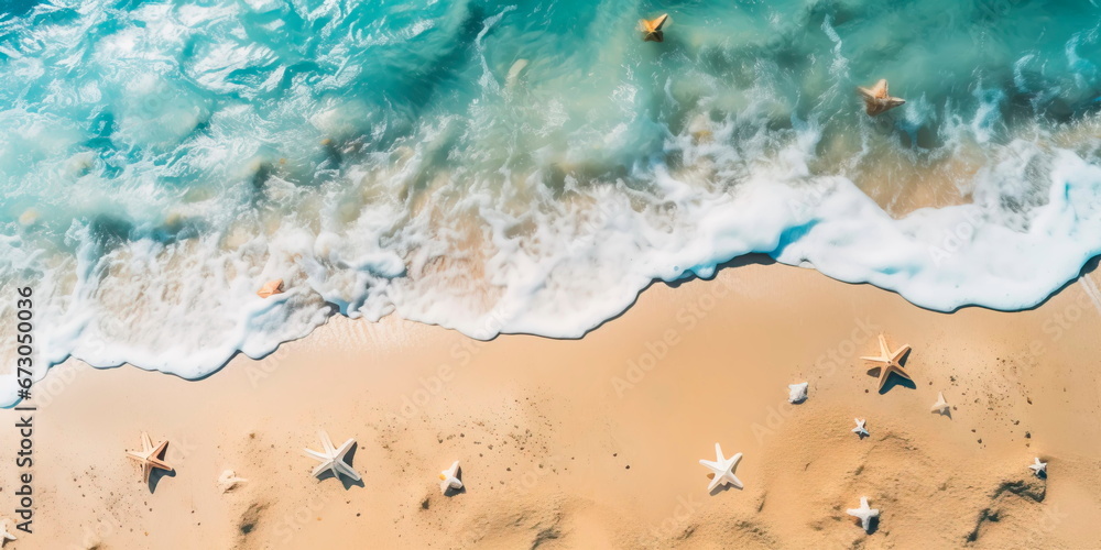 A beach-themed background capturing a top view of a sandy shore A beach-themed background capturing a top view of a sandy shore