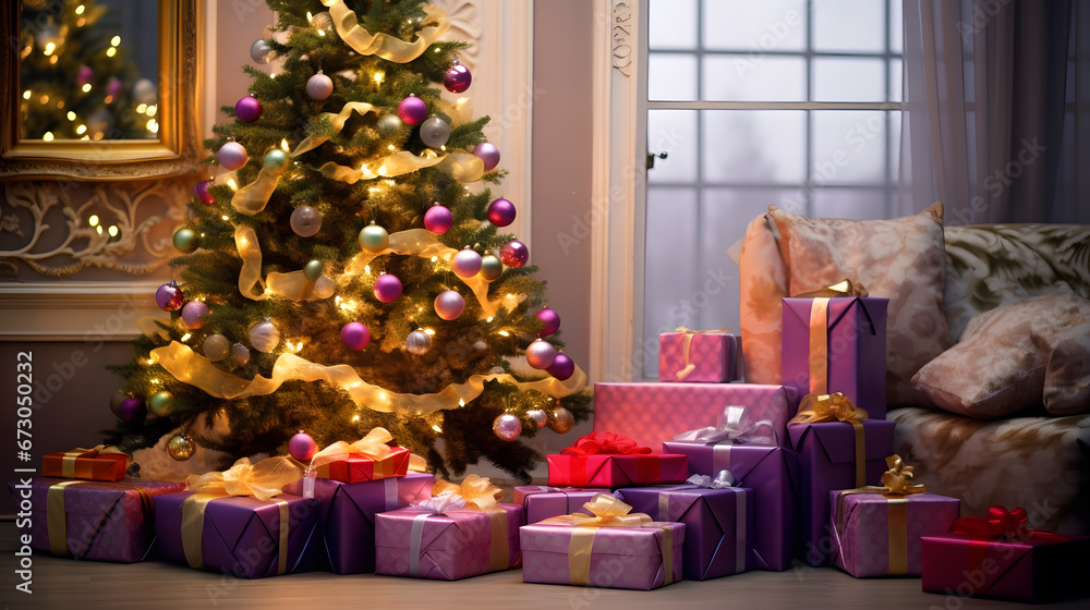 Photo of gifts under the Christmas tree