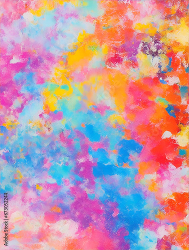 Closeup of abstract rough colorful colorful multicolored art painting texture  with oil brushstroke  pallet knife paint on canvas