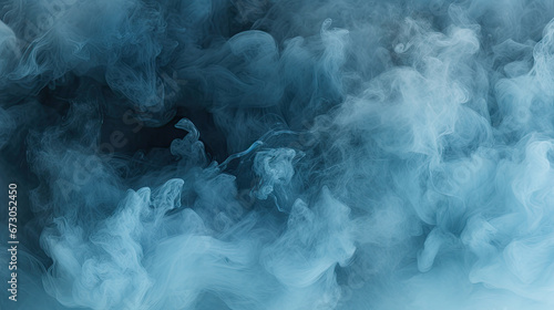 blue smoke on black background, Panoramic view of the abstract blue fog