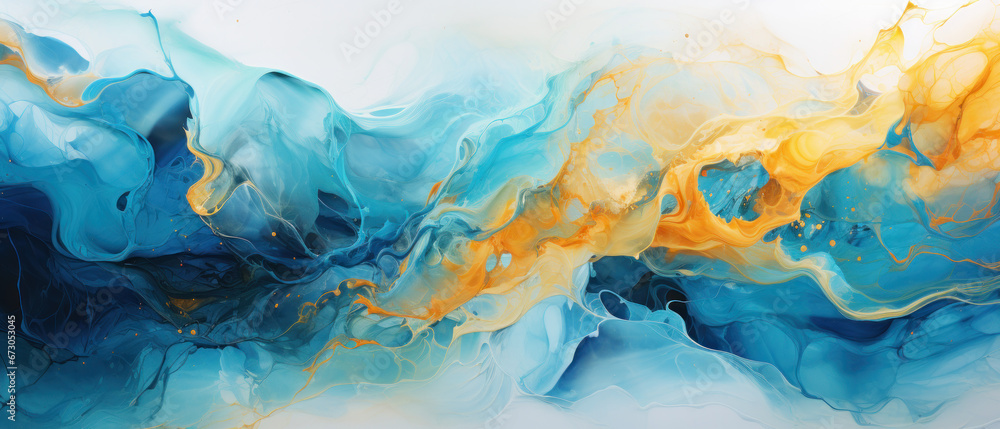 Abstract Marbled Acrylic Paint Ink Wave