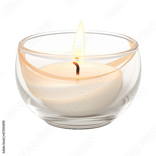 white candle with flame , isolated on white background cutout