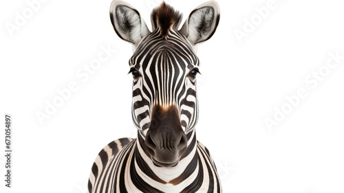 zebra face shot isolated on transparent background cutout  photo