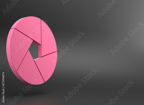 Fotografie Pink camera shutter release icon copy 3d illustration