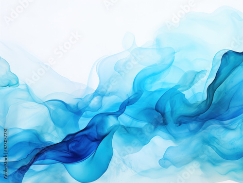 Abstract Water Ink Wave: Teal and Sky Blue Dance