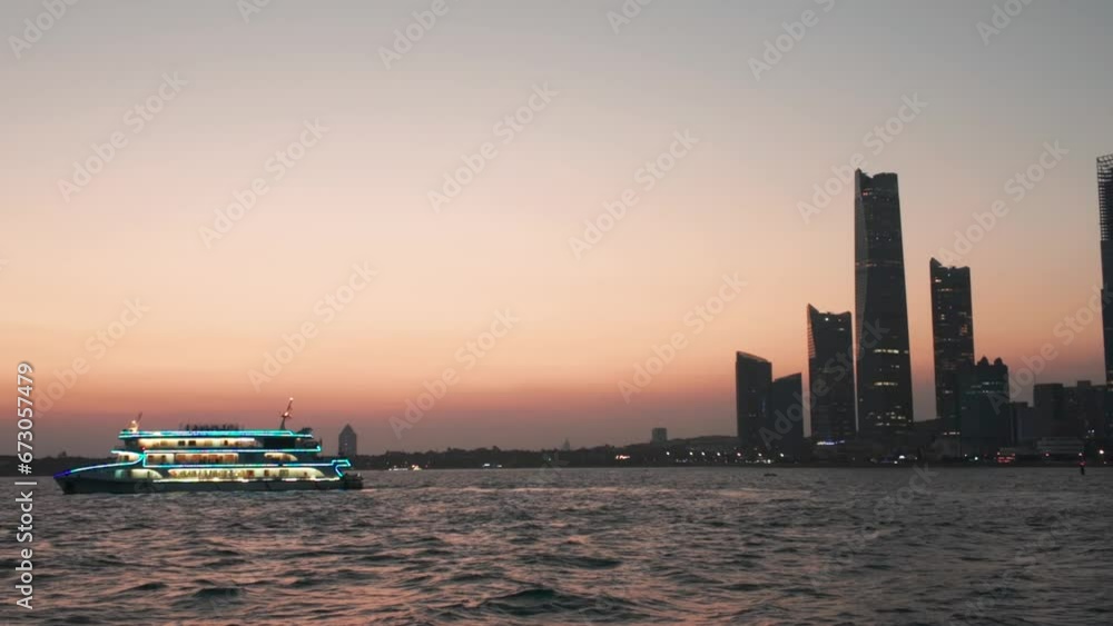 4K Outdoor City Coastal Modern Architecture Night View