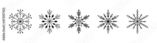 Set of snowflakes. Snowflakes icons isolated on white background.